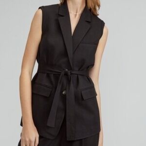 Everlane Women's Size 14 Sleeveless Blazer Vest Belted Longline NWT Contemporary
